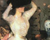 Lady Trying On a Hat - 弗兰克·本森